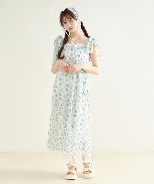 apres jour by あかちゃす（アプレジュールバイアカチャス）の「【あかちゃすコラボアイテム】花柄チュールワンピースセット（ワンピース・レディース・ブラック/ホワイト/ホワイト系その他・X-LARGE/フリー）」の2枚目の写真