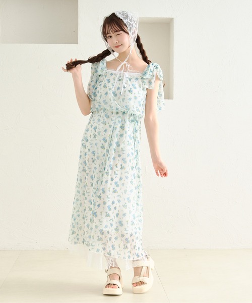 apres jour by あかちゃす（アプレジュールバイアカチャス）の「【あかちゃすコラボアイテム】花柄チュールワンピースセット（ワンピース・レディース・ブラック/ホワイト/ホワイト系その他・X-LARGE/フリー）」の18枚目の写真