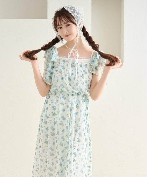 apres jour by あかちゃす（アプレジュールバイアカチャス）の「【あかちゃすコラボアイテム】花柄チュールワンピースセット（ワンピース・レディース・ブラック/ホワイト/ホワイト系その他・X-LARGE/フリー）」の14枚目の写真