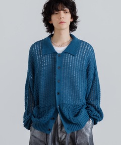 【SINSS】　ニットポロカーディガン　ブラウン　M SINSS】 ニットポロカーディガン ブラウン M Knit polo cardigan