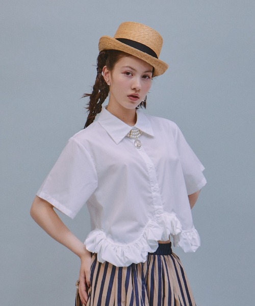 manana suerte ボリュームフリルシャツ セットアップ対応】ボリュームフリルシャツ（シャツ/ブラウス