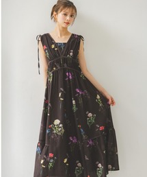 SNIDEL 花柄　ワンピース SNIDEL フロントボタン花柄ロングワンピース グリーン 0 - メルカリ