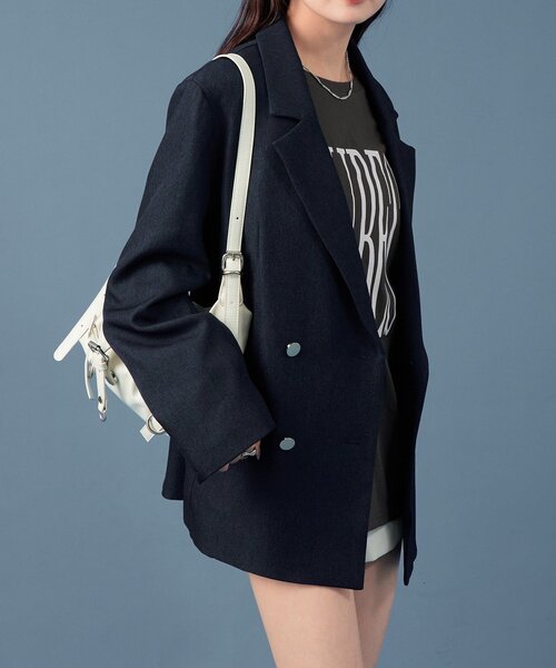 mystic（ミスティック）の「《2026SS/ IVOとBEIが登場！ 》【SET UPスタイルにも◎/アウターの中にも着込める◎】金ボタンテーラードジャケット（テーラードジャケット・レディース・ブラウン/イエロー/ネイビー/ベージュ/アイボリー・FREE）」の22枚目の写真