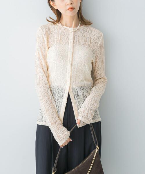 URBAN RESEARCH ROSSO WOMEN(アーバンリサーチ ロッソ)の「ラメレースカットソー(Tシャツ/カットソー・レディース・アイボリー/ブラック・FREE)」の2枚目の写真