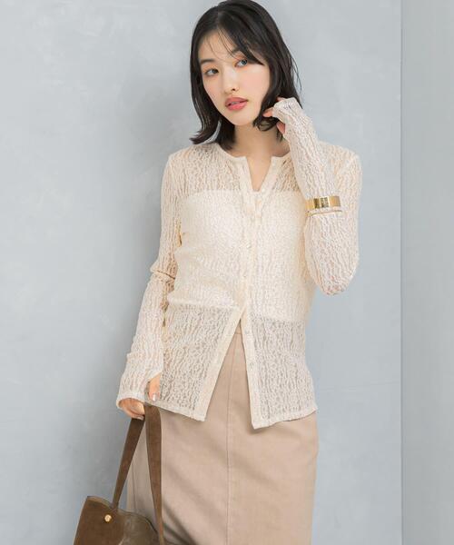 URBAN RESEARCH ROSSO WOMEN(アーバンリサーチ ロッソ)の「ラメレースカットソー(Tシャツ/カットソー・レディース・アイボリー/ブラック・FREE)」の8枚目の写真