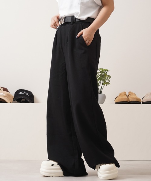 Laufer（ロイファー）の「【Laufer】ベルトループ付き カットオフ ワイドストレート スウェットパンツ / Cut-off wide straight sweatpants（スウェットパンツ・メンズ・ブラック/グレー・S/M/L）」の3枚目の写真