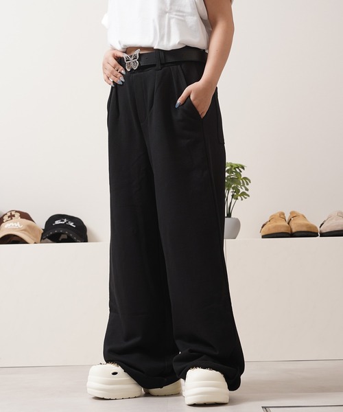 Laufer（ロイファー）の「【Laufer】ベルトループ付き カットオフ ワイドストレート スウェットパンツ / Cut-off wide straight sweatpants（スウェットパンツ・メンズ・ブラック/グレー・S/M/L）」の6枚目の写真