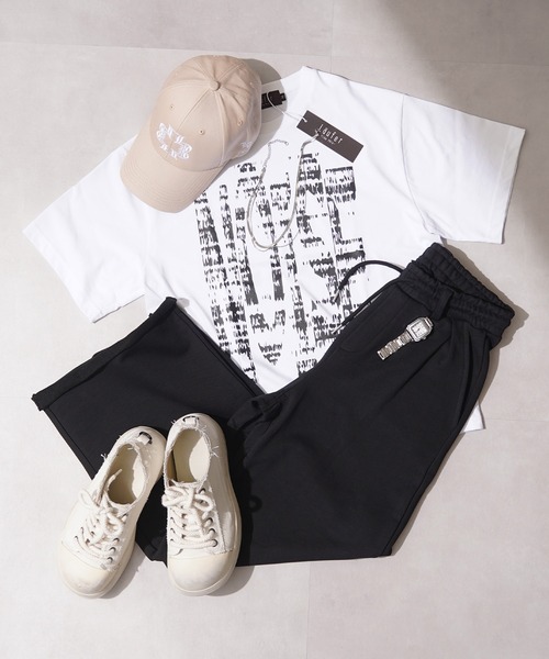 Laufer（ロイファー）の「【Laufer】ベルトループ付き カットオフ ワイドストレート スウェットパンツ / Cut-off wide straight sweatpants（スウェットパンツ・メンズ・ブラック/グレー・S/M/L）」の17枚目の写真