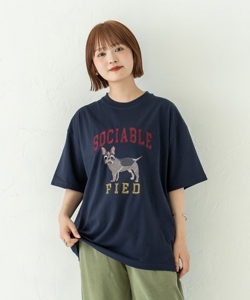 Quash(クアッシュ)の「ムーブアイアニマル刺繍Tシャツ(Tシャツ/カットソー・メンズ・ホワイト系その他/イエロー/ホワイト/ネイビー/ブラック/グリーン・LARGE/MEDIUM)」の5枚目の写真