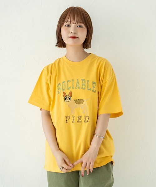 Quash(クアッシュ)の「ムーブアイアニマル刺繍Tシャツ(Tシャツ/カットソー・メンズ・ホワイト系その他/イエロー/ホワイト/ネイビー/ブラック/グリーン・LARGE/MEDIUM)」の6枚目の写真