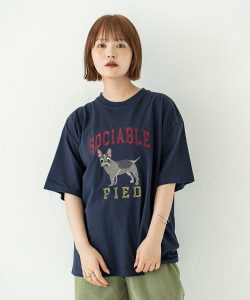 Quash(クアッシュ)の「ムーブアイアニマル刺繍Tシャツ(Tシャツ/カットソー・メンズ・ホワイト系その他/イエロー/ホワイト/ネイビー/ブラック/グリーン・LARGE/MEDIUM)」の10枚目の写真