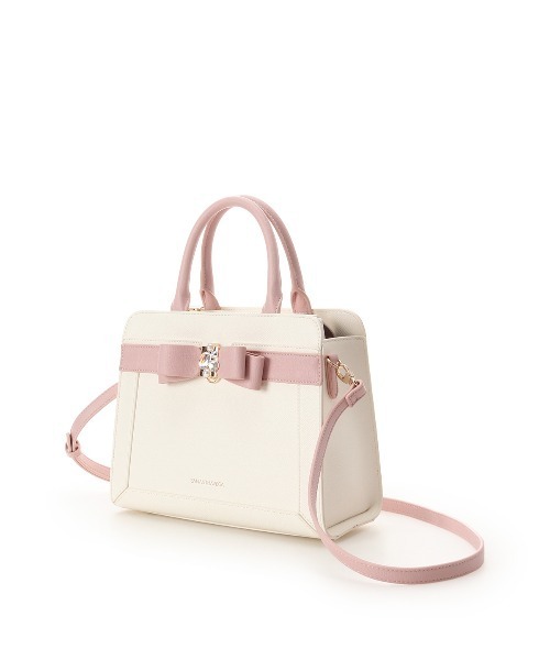 SAMANTHAVEGA(サマンサベガ)の「バイカラージュエルリボンハンドバッグ(ハンドバッグ・レディース・ホワイト/ラベンダー/ブラック・FREE)」の4枚目の写真