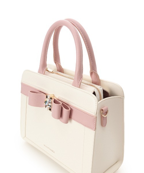 SAMANTHAVEGA(サマンサベガ)の「バイカラージュエルリボンハンドバッグ(ハンドバッグ・レディース・ホワイト/ラベンダー/ブラック・FREE)」の5枚目の写真