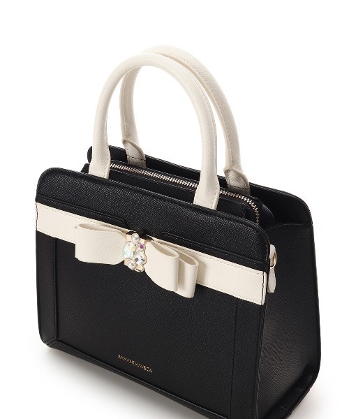 SAMANTHAVEGA(サマンサベガ)の「バイカラージュエルリボンハンドバッグ(ハンドバッグ・レディース・ホワイト/ラベンダー/ブラック・FREE)」の11枚目の写真