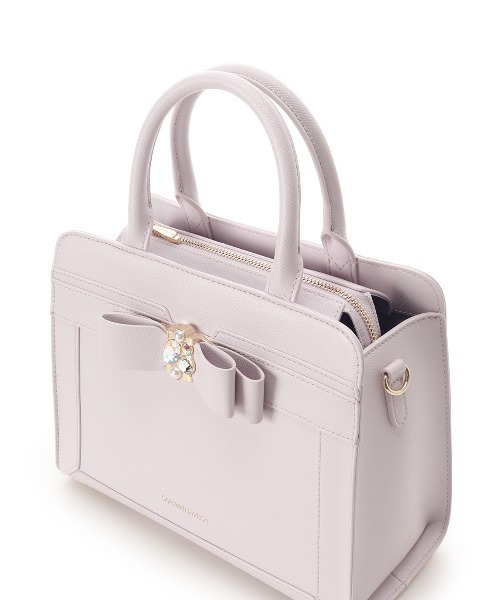 SAMANTHAVEGA バイカラージュエルリボンハンドバッグ バイカラージュエルリボンハンドバッグ(FREE ブラック): SAMANTHAVEGA