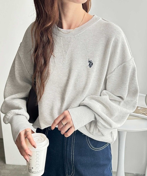 U.S. POLO ASSN.（ユーエスポロアッスン）の「GeeRA別注【U.S. POLO ASSN.】ユーエスポロアッスン　ワンポイント刺繍スウェットライクニット（ニット/セーター・レディース・レッド/オートミール/グレー/ブラック・SMALL/MEDIUM/LARGE/X-LARGE）」の13枚目の写真