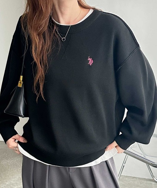 U.S. POLO ASSN.（ユーエスポロアッスン）の「GeeRA別注【U.S. POLO ASSN.】ユーエスポロアッスン　ワンポイント刺繍スウェットライクニット（ニット/セーター・レディース・レッド/オートミール/グレー/ブラック・SMALL/MEDIUM/LARGE/X-LARGE）」の15枚目の写真
