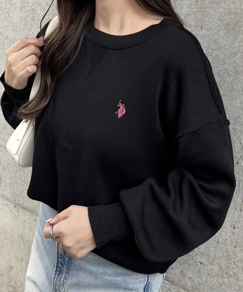 U.S. POLO ASSN.（ユーエスポロアッスン）の「GeeRA別注【U.S. POLO ASSN.】ユーエスポロアッスン　ワンポイント刺繍スウェットライクニット（ニット/セーター・レディース・レッド/オートミール/グレー/ブラック・SMALL/MEDIUM/LARGE/X-LARGE）」の17枚目の写真