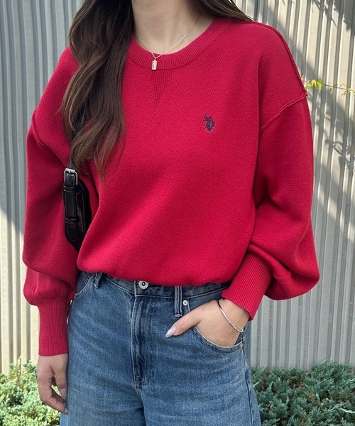U.S. POLO ASSN.（ユーエスポロアッスン）の「GeeRA別注【U.S. POLO ASSN.】ユーエスポロアッスン　ワンポイント刺繍スウェットライクニット（ニット/セーター・レディース・レッド/オートミール/グレー/ブラック・SMALL/MEDIUM/LARGE/X-LARGE）」の22枚目の写真