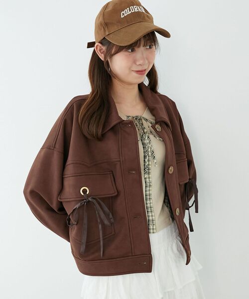 MAJESTIC LEGON(マジェスティックレゴン)の「2wayリボンステンカラーブルゾン(ブルゾン・レディース・ブラック/ブラウン/キャメル/ブラウン系その他2・MEDIUM/SMALL)」の3枚目の写真