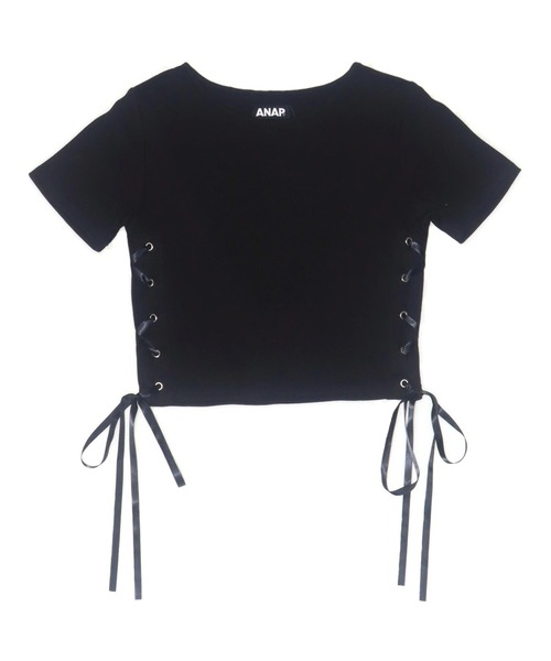 ANAP(アナップ)の「サイド レースアップ リボン リブ トップス Tシャツ(Tシャツ/カットソー・レディース・ホワイト/ブラック/グレー・FREE)」の22枚目の写真