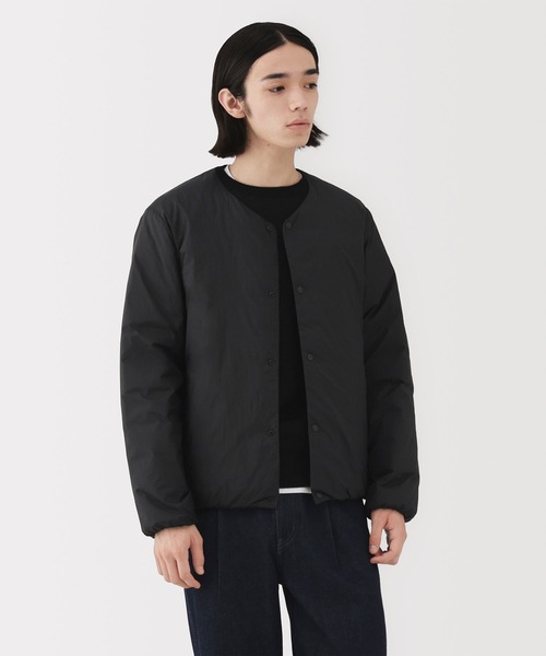紳士 軽量ダウンポケッタブルノーカラージャケット（その他アウター