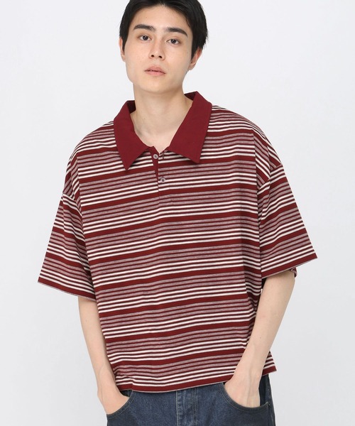 3.3 Field Trip (3.3フィールドトリップ)の「3.3 Field Trip/マルチボーダーカラーT(Tシャツ/カットソー・メンズ・ブラック/ボルドー・LARGE/MEDIUM)」の2枚目の写真