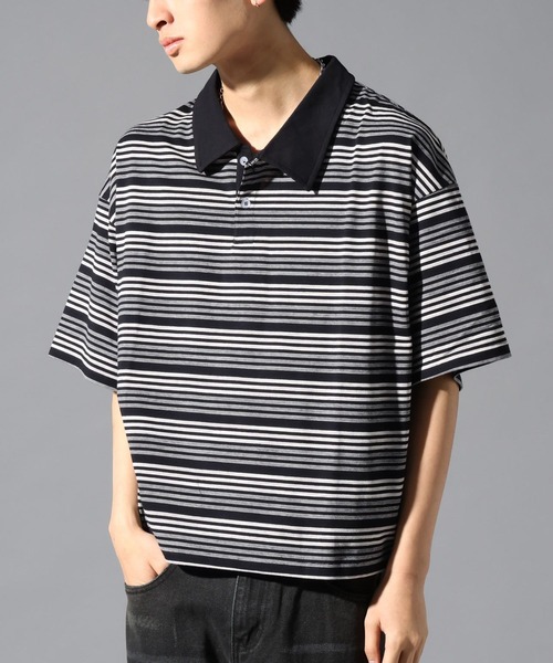 3.3 Field Trip (3.3フィールドトリップ)の「3.3 Field Trip/マルチボーダーカラーT(Tシャツ/カットソー・メンズ・ブラック/ボルドー・LARGE/MEDIUM)」の1枚目の写真