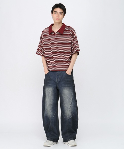 3.3 Field Trip (3.3フィールドトリップ)の「3.3 Field Trip/マルチボーダーカラーT(Tシャツ/カットソー・メンズ・ブラック/ボルドー・LARGE/MEDIUM)」の10枚目の写真