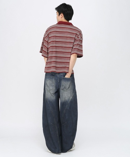 3.3 Field Trip (3.3フィールドトリップ)の「3.3 Field Trip/マルチボーダーカラーT(Tシャツ/カットソー・メンズ・ブラック/ボルドー・LARGE/MEDIUM)」の12枚目の写真