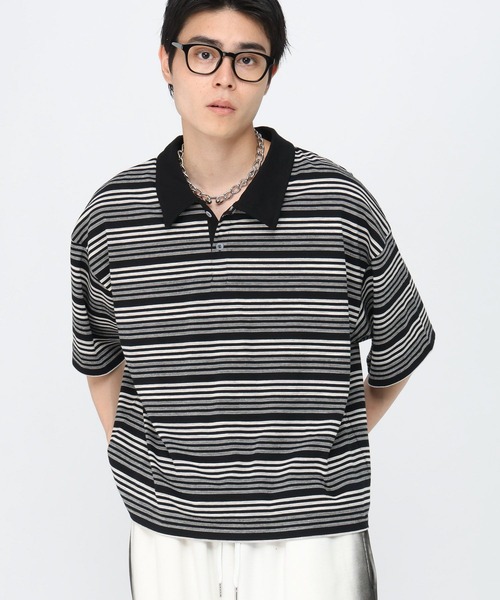 3.3 Field Trip (3.3フィールドトリップ)の「3.3 Field Trip/マルチボーダーカラーT(Tシャツ/カットソー・メンズ・ブラック/ボルドー・LARGE/MEDIUM)」の18枚目の写真