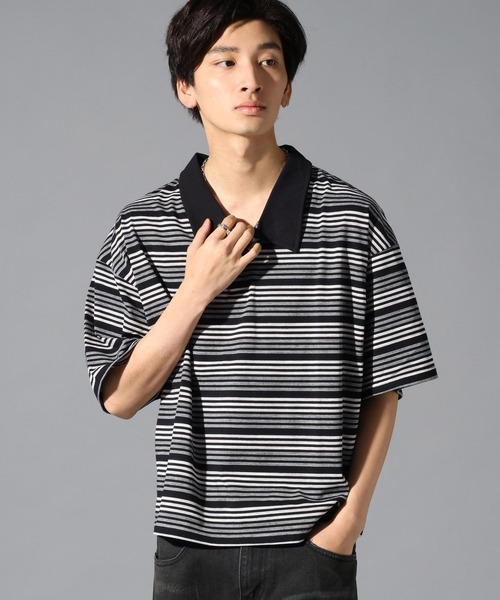 3.3 Field Trip (3.3フィールドトリップ)の「3.3 Field Trip/マルチボーダーカラーT(Tシャツ/カットソー・メンズ・ブラック/ボルドー・LARGE/MEDIUM)」の8枚目の写真