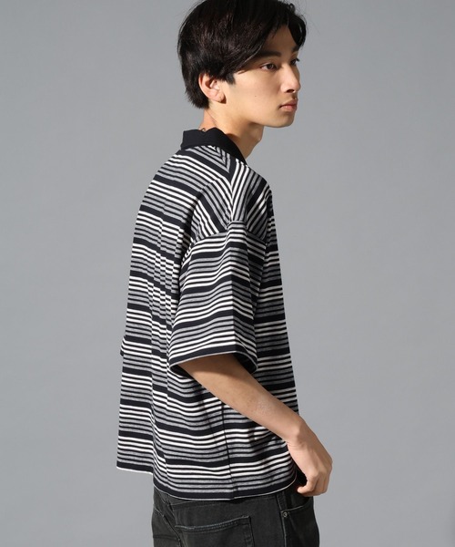 3.3 Field Trip (3.3フィールドトリップ)の「3.3 Field Trip/マルチボーダーカラーT(Tシャツ/カットソー・メンズ・ブラック/ボルドー・LARGE/MEDIUM)」の3枚目の写真