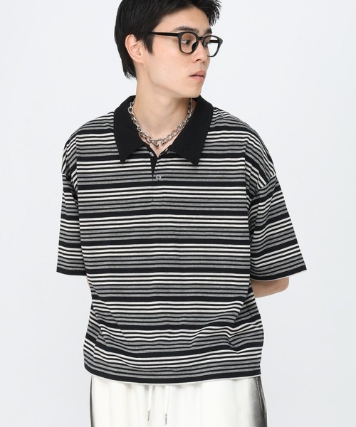 3.3 Field Trip (3.3フィールドトリップ)の「3.3 Field Trip/マルチボーダーカラーT(Tシャツ/カットソー・メンズ・ブラック/ボルドー・LARGE/MEDIUM)」の4枚目の写真