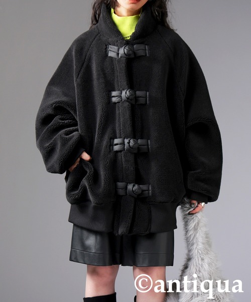 antiqua(アンティカ)の「チャイナボタンボアジャケット(その他アウター・レディース・ブラック・ONESIZE)」の3枚目の写真