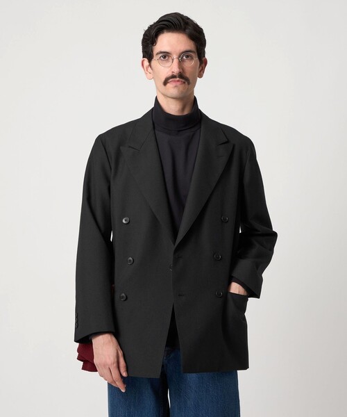 極美品✨スティーブンアラン ダブルブレスト ジャケット シャリ感 グレー XL 極美品✨スティーブンアラン ダブルブレスト ジャケット シャリ