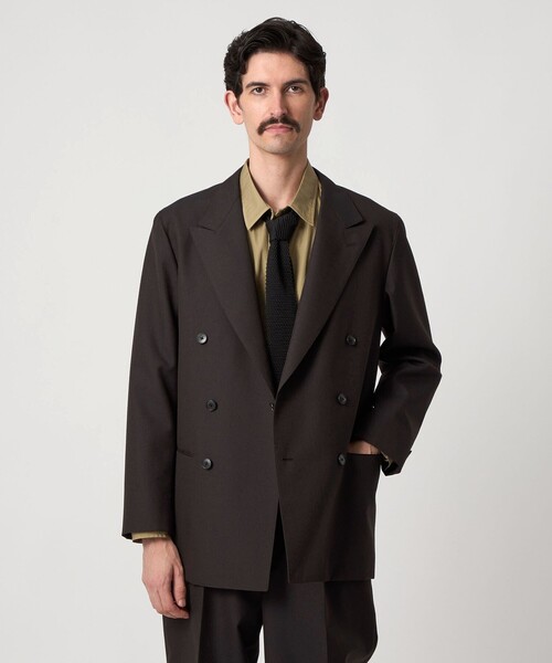 24SS カットアウトスリーブ付き カットアウト ダブルジャケット ドレープ オーバーデザインダブルジャケット【セットアップ対応