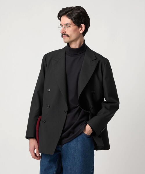 定価13.6万　ポステレガント　ダブル　テーラードジャケット　ネイビー　ウール Steven Alan＞ ウール オックスフォード ダブルブレステッド 6B