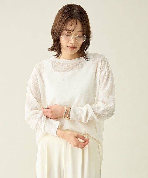 ANY(エニィ)の「シアーワッフルロングスリーブTシャツ(Tシャツ/カットソー・レディース・グレー系/アイボリー系/ワイン系・X-LARGE)」の2枚目の写真