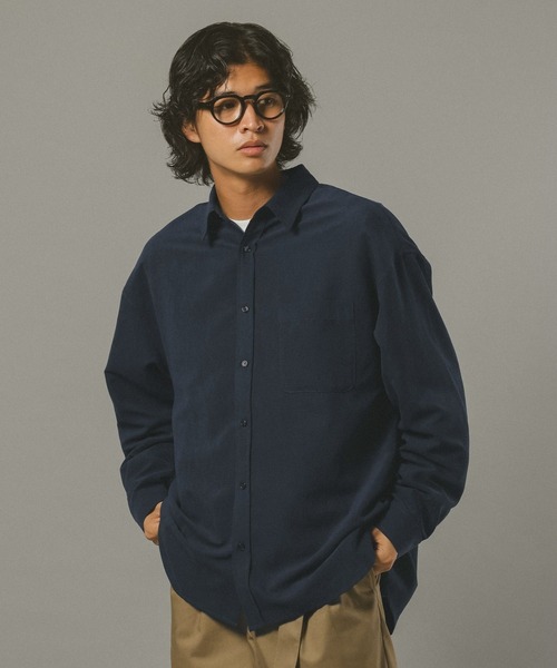 RAGEBLUE(レイジブルー)の「シルキータッチ/オーバーサイズシャツ(シャツ/ブラウス・メンズ・ネイビー/ベージュ/ピンク・MEDIUM/LARGE)」の1枚目の写真
