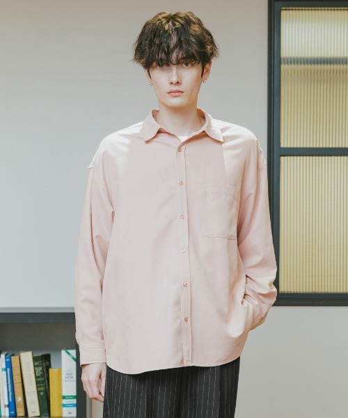 RAGEBLUE(レイジブルー)の「シルキータッチ/オーバーサイズシャツ(シャツ/ブラウス・メンズ・ネイビー/ベージュ/ピンク・MEDIUM/LARGE)」の3枚目の写真