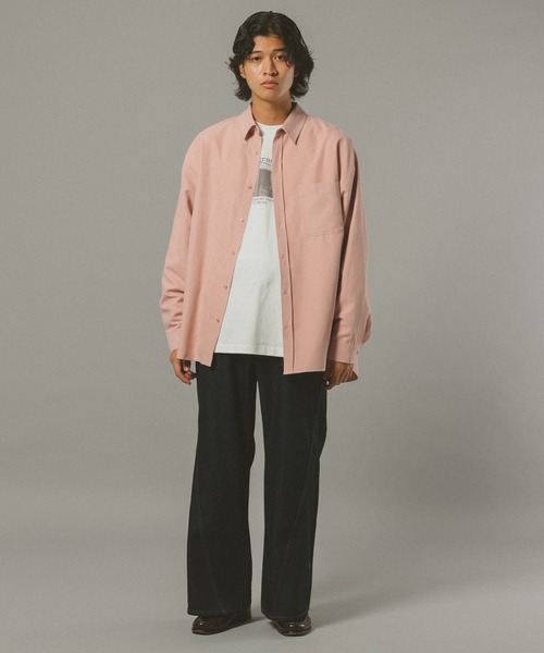 RAGEBLUE(レイジブルー)の「シルキータッチ/オーバーサイズシャツ(シャツ/ブラウス・メンズ・ネイビー/ベージュ/ピンク・MEDIUM/LARGE)」の5枚目の写真