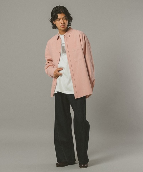 RAGEBLUE(レイジブルー)の「シルキータッチ/オーバーサイズシャツ(シャツ/ブラウス・メンズ・ネイビー/ベージュ/ピンク・MEDIUM/LARGE)」の6枚目の写真