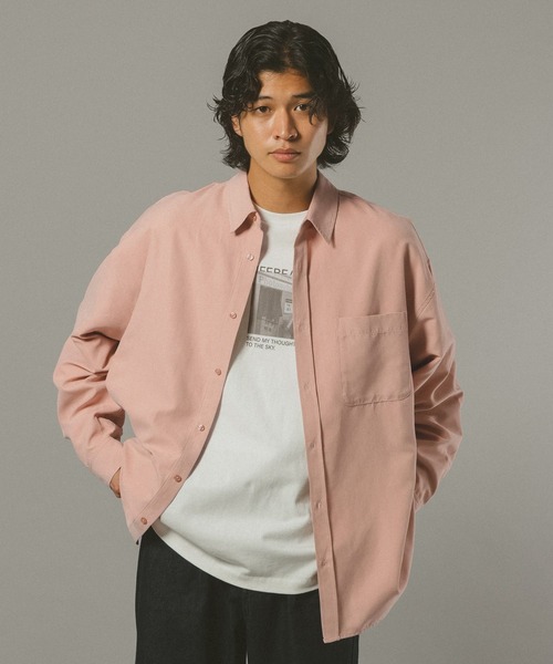 RAGEBLUE(レイジブルー)の「シルキータッチ/オーバーサイズシャツ(シャツ/ブラウス・メンズ・ネイビー/ベージュ/ピンク・MEDIUM/LARGE)」の7枚目の写真