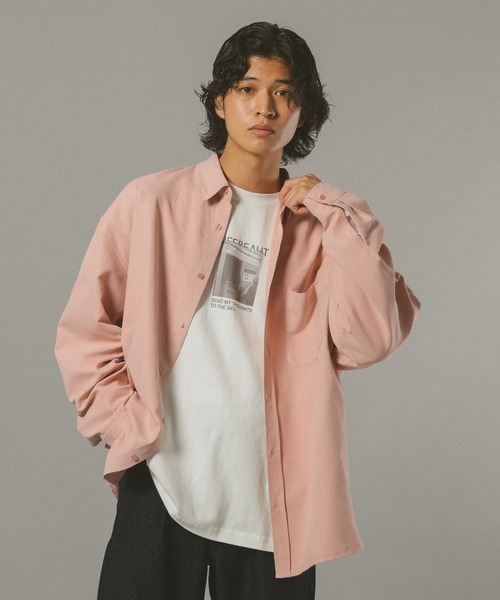 RAGEBLUE(レイジブルー)の「シルキータッチ/オーバーサイズシャツ(シャツ/ブラウス・メンズ・ネイビー/ベージュ/ピンク・MEDIUM/LARGE)」の8枚目の写真