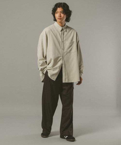 RAGEBLUE(レイジブルー)の「シルキータッチ/オーバーサイズシャツ(シャツ/ブラウス・メンズ・ネイビー/ベージュ/ピンク・MEDIUM/LARGE)」の9枚目の写真