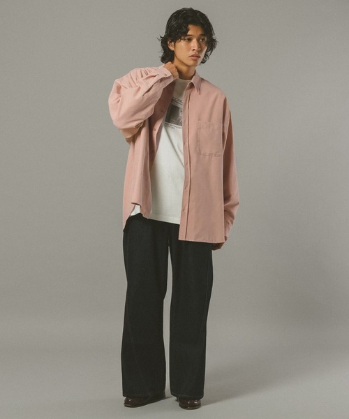 RAGEBLUE(レイジブルー)の「シルキータッチ/オーバーサイズシャツ(シャツ/ブラウス・メンズ・ネイビー/ベージュ/ピンク・MEDIUM/LARGE)」の4枚目の写真
