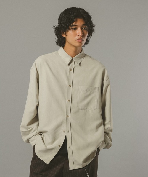 RAGEBLUE(レイジブルー)の「シルキータッチ/オーバーサイズシャツ(シャツ/ブラウス・メンズ・ネイビー/ベージュ/ピンク・MEDIUM/LARGE)」の12枚目の写真