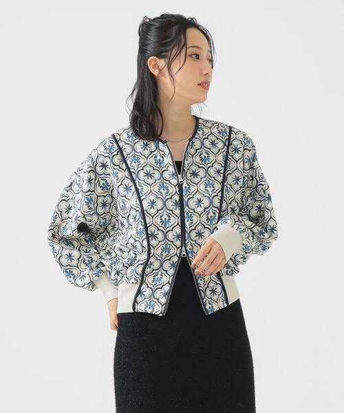 B:MING by BEAMS(ビーミングバイビームス)の「プリント キルト ブルゾン(ブルゾン・レディース・ホワイト系その他5/ブラック・SMALL/MEDIUM)」の1枚目の写真