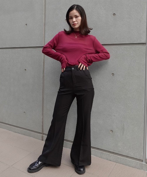 CORNERS(コーナーズ)の「パワーメッシュボトルネックロンT(Tシャツ/カットソー・レディース・オフホワイト/ブラック/ブラウン/ダークグレー/パープル/マスタード・M)」の20枚目の写真